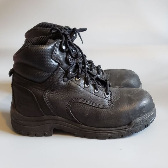 Timberland PRO Women's Black Leather Titan Alloy Toe Work Boot Size 9 M - Picture 1 of 13